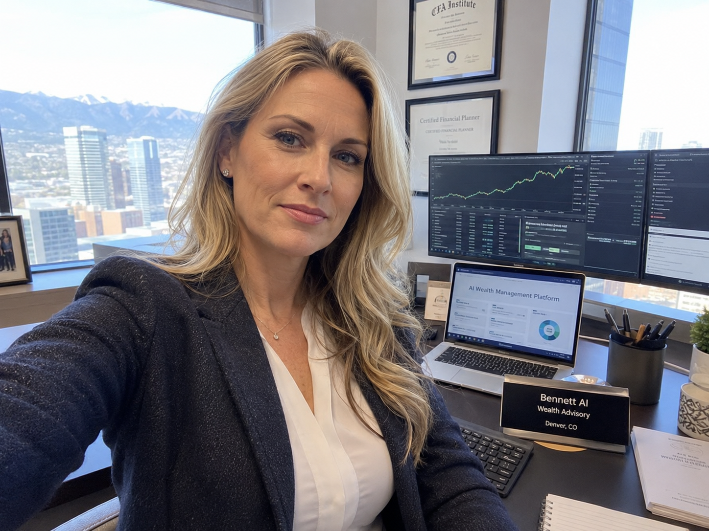 Claire Bennett at a financial conference